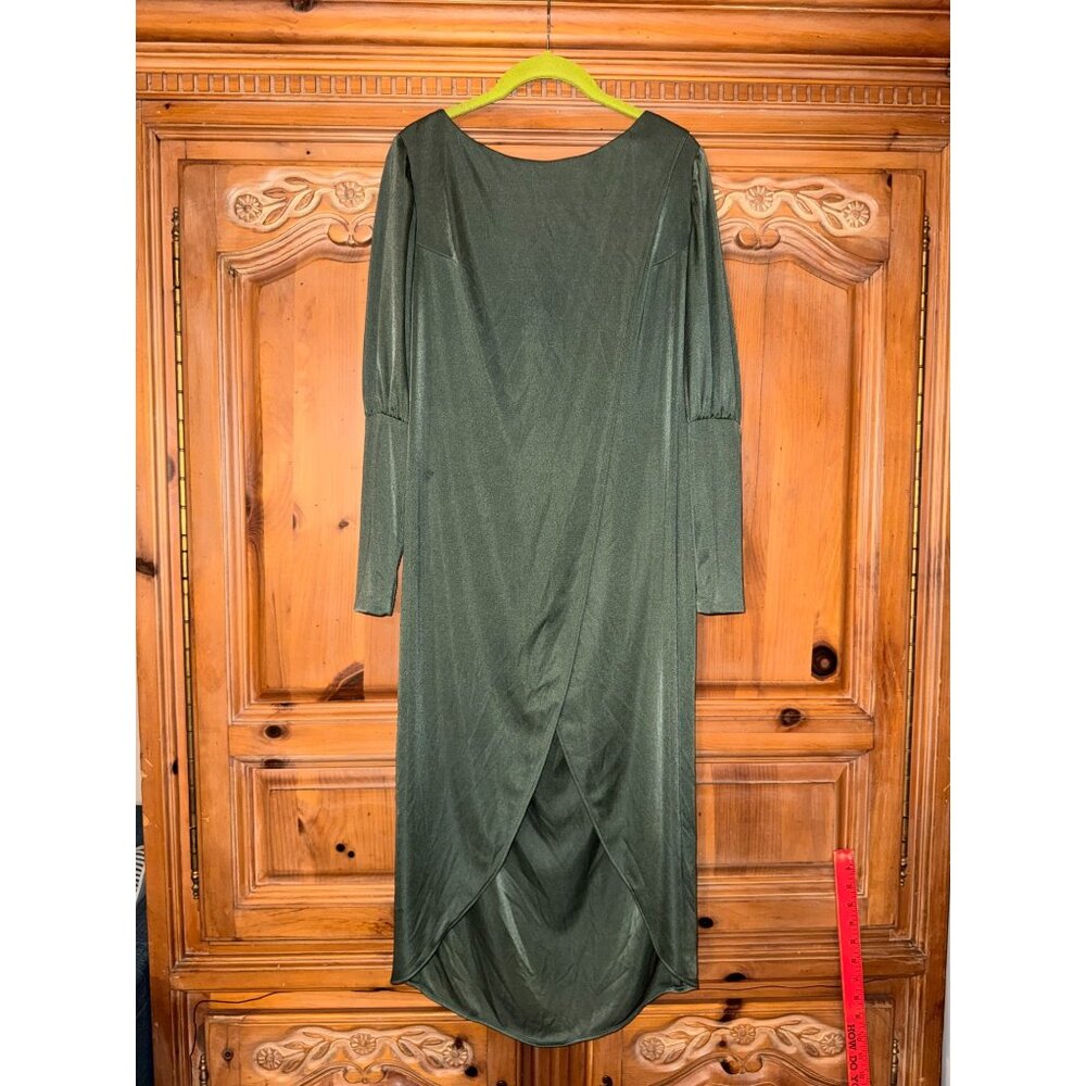 Vintage Alfred Werber Green‎ Tulip Hem Crossover Dress Union Made Size 12 ILGWU